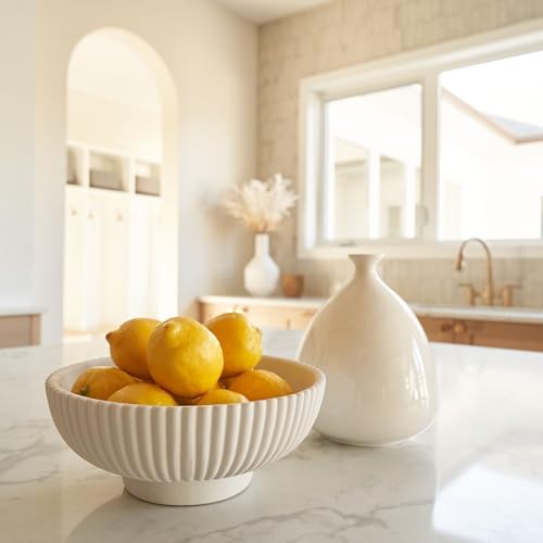 KIBAGA Decorative Concrete Fruit Bowl for Kitchen or Table - Large Key Bowl