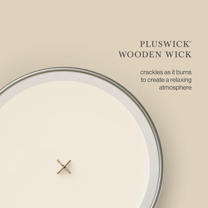 WoodWick White Teak Scented Candle, Crackling Wick, 9.7oz