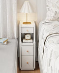Solid Wood Narrow Nightstand with 3 Drawers,Modern White,Fully Assembled