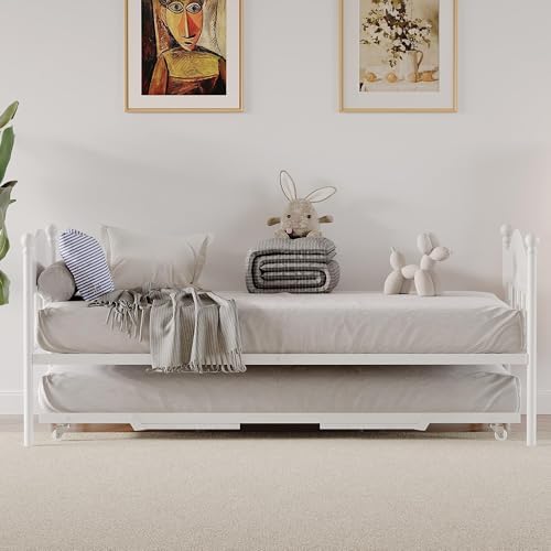 Garvee Twin Daybed with Trundle, Twin Bed Frame with with Stylish Headboard