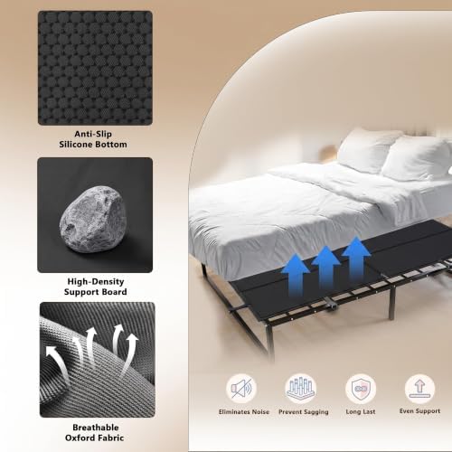 Bunkie Board King Size (76x80) Premium 10mm Heavy Duty Anti-Sag Mattress Support Board Noise Minimizing,Moisture Resistant Fits Metal FramesPlatform Beds (Black)