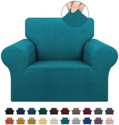 KEKUOU Stretch Chair Sofa Slipcover, Single Couch Cover,Peacock Blue