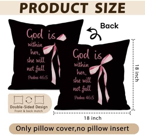 Black and Pink Room Decor Pillow Cover 18x18 Set of 4