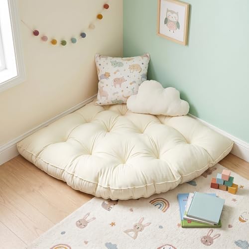 ShowyLive Large Corner Floor Cushion, 39.37" Radius Corner Kids Rug