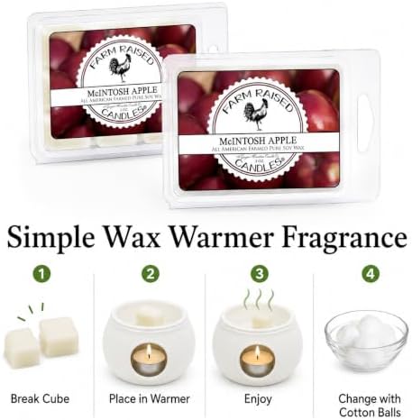 USA Made - Hand Crafted - McIntosh Apple Wax Melts Warmer Cubes 6 Ounces 2 Pack - - Natural American Farmed Soy Wax. melt Cubes Farmhouse Fall