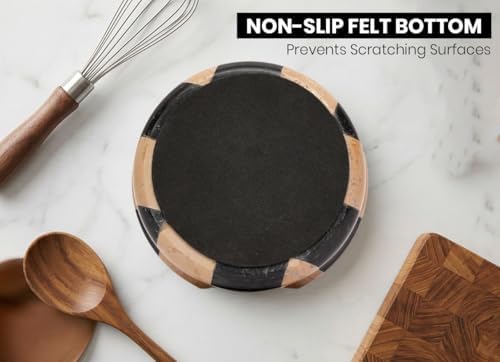 Verona Black Marble Spoon Rest for Stove Top, Checkered Kitchen Utensil Holder, Coffee Bar Accessory