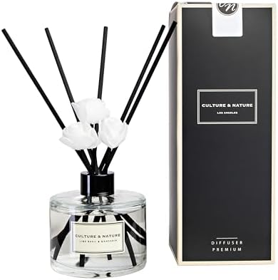 CULTURE & NATURE Reed Diffuser Set 6.7oz (200ml) Lime Basil Mandarin Scented Diffuser with Sticks Home Fragrance Reed Diffuser for Bathroom Shelf Decor