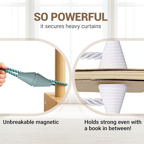 Hion Magnetic Curtain Tiebacks Blue 2pcs, Curtain Holdbacks Hooks Holders