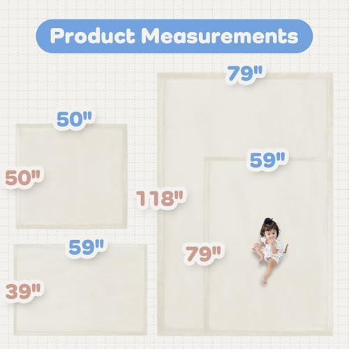 1.5" Thick Baby Play Mat for Floor,79x118 Large Memory Foam Tummy Time Mat