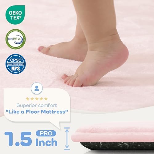 1.5" Thick Baby Play Mat, 50x50 Foam Tummy Time Mat – Pink