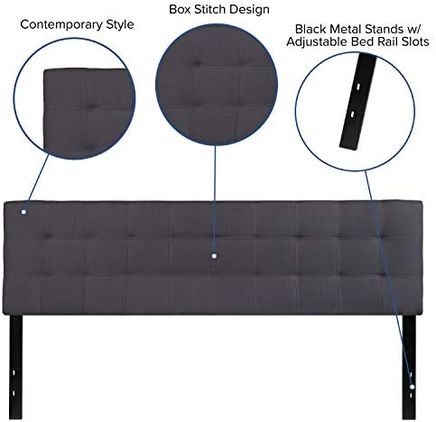 Emma + Oliver Dark Gray King Quilted Tufted Headboard