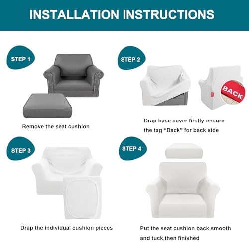 NILUOH 2-Piece T-Cushion Armchair Slipcover, Stretch Chair Cover with Separate Seat Cushion Cover, Soft Washable Furniture Protector for Living Room
