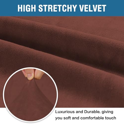 H.VERSAILTEX Stretch Velvet Sofa Covers Large Couch Covers Furniture Protector Soft with Non Slip Elastic Bottom, Feature Thick Comfy Rich Velour (Extra Large Sofa 98"-105", Burnt Brick)