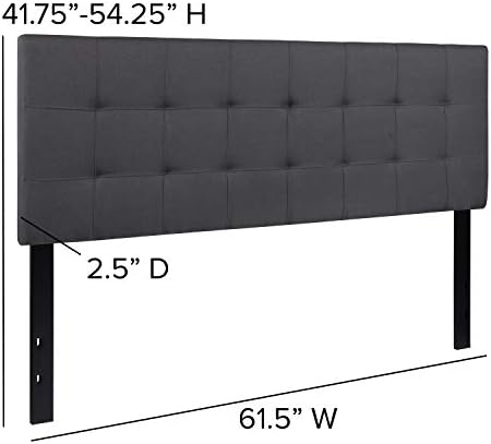 BizChair Quilted Tufted Queen Size Headboard in Dark Gray Fabric
