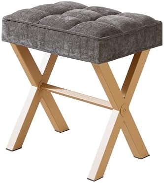 Royal Windsor Vanity Stool,Small Makeup Chair with Metal X Legs