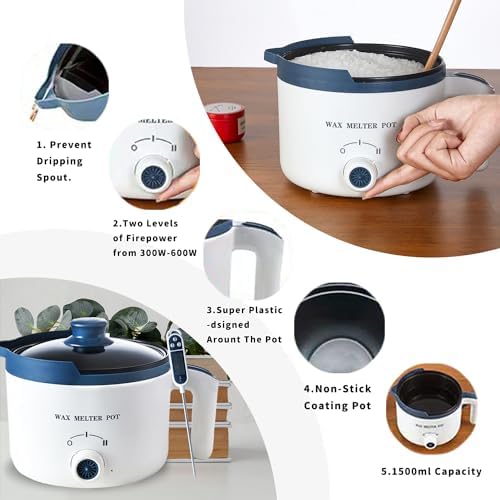 Ksedcon Electric Wax Melting Pot for Candle Making with Thermometer, Wicks