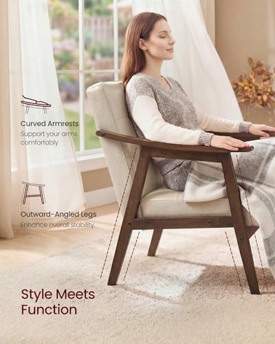 VASAGLE Accent Chair, PU Leather Armchair, Button Tufted, Thick Cushion