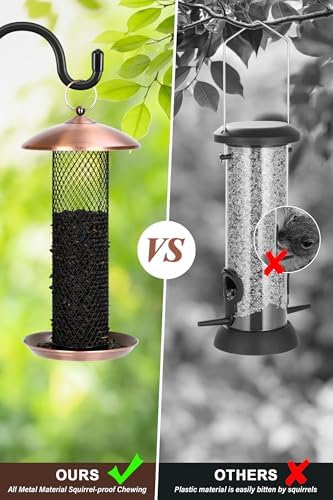 Gtongoko Bird Feeders for Outdoors, All Metal Mesh Tube Bird Feeder Copper