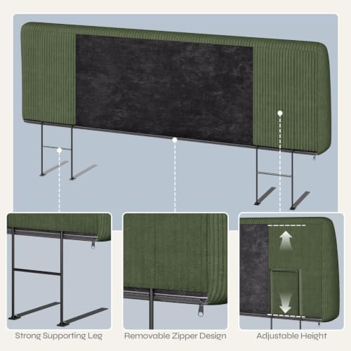 Pinmoco 4.7" Upholstered Headboard for King Size Bed, Height Adjustable and Ergonomic Headboard, Easy Assemble, Sturdy and Durable, Olive Green