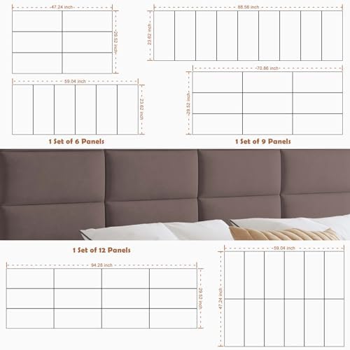 IFNOW Wall Mounted Headboard, Peel and Stick Panels, Dark Skin, King
