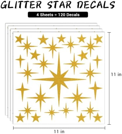 120 Pcs Glitter Gold Star Wall Decals