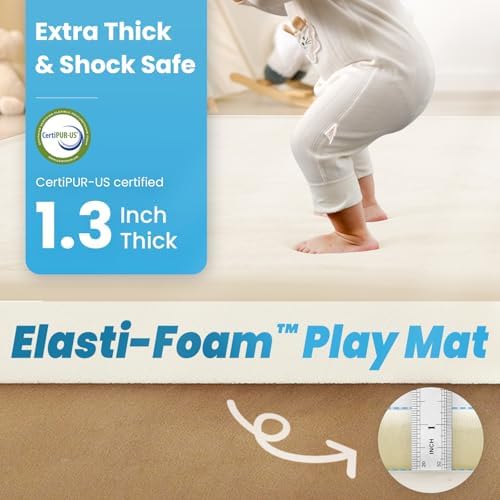 1.3" Thick Baby Play Mat, 71x79 Foam Tummy Time Mat – Ivory