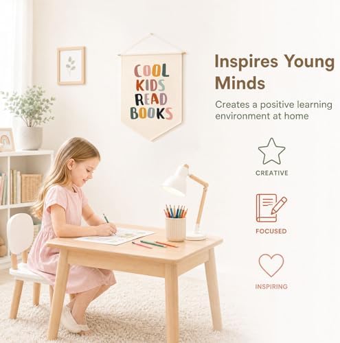 Reading Banner for Classroom Wall Decor, Cool Kids Read Books Sign, Book Nook Wall Hanging, Library Sign, Playroom Wall Art for Teachers Students