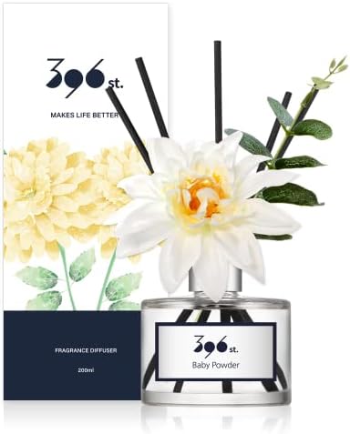 396 st. Dahlia Flower Reed Diffuser, Baby Powder, 200ml(6.7oz) / Reed Diffuser Sets, Home Fragrance, Scented Oils, Home & Bathroom Décor