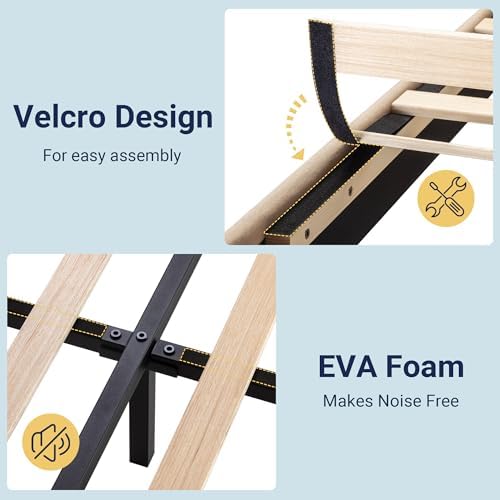 Allewie Twin Size Platform Bed Frame with Fabric Upholstered Headboard