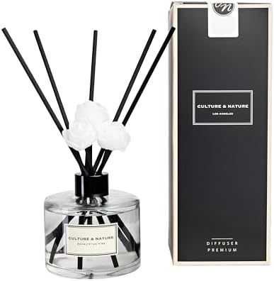 CULTURE & NATURE Reed Diffuser Set 6.7oz (200ml) Eucalyptus Pine Scented Diffuser with Sticks Home Fragrance Reed Diffuser for Bathroom Shelf Decor