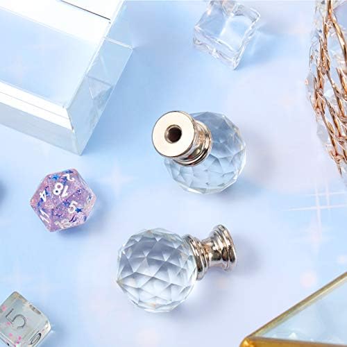 Mudder 2 Pcs Crystal Lamp Finial Diamond Knob 1-3/4 Inches,Silver Base