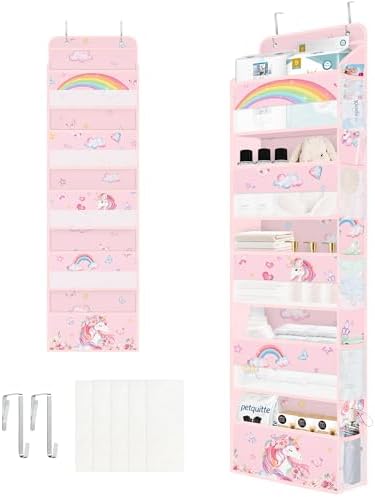 Clastyle Over the Door Organizer Diaper Toy Nursery Hanging Shelf, Unicorn