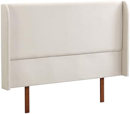 GDFStudio Ceyety King Size Wingback High Headboard, Upholstered Linen Fabric Headboard, Bamboo Wood, Easy Assembly, 48''H, Tan