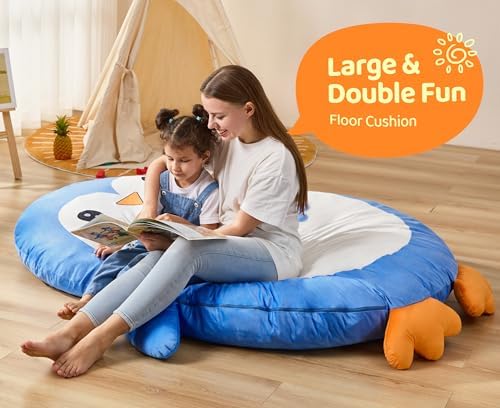Hobestluk Bean Bag Chairs for Adults Bean Bag Cute Floor Cushions Blue
