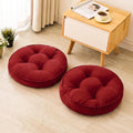 MIDDLE ONE Floor Pillow Set of 2, Memory Foam Cushion 22x22 – Round, Red