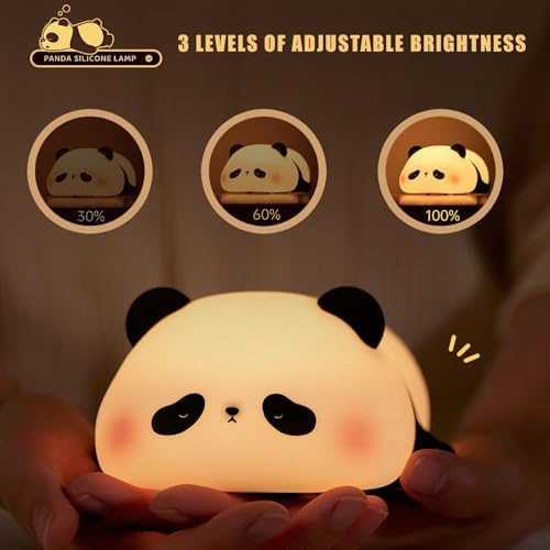 Panda Night Light for Kids, Cute Panda Lamp Silicone Nursery Night Light Bedroom Nightlights USB Rechargeable Bedside Lamp for Baby Children Toddlers Women Teen Girls Breastfeeding Gift