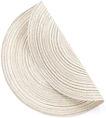 SHACOS Round Placemats Set of 6 Braided Circle Place Mat Washable 15 inch Table Mats for Kitchen Dining Table Decor Mixed Color (Ivory, 6)