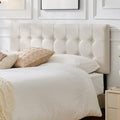 Linen Tufted Headboard King Size, Solid Wood King Headboard Only, Beige