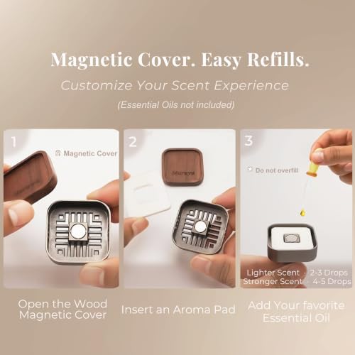 Walnut Wood Car Vent Diffuser with Magnetic Cover