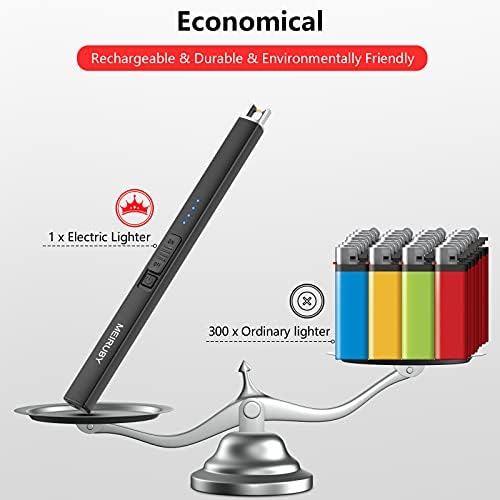 MEIRUBY Electric Lighter Candle Lighter Rechargeable USB Lighter Arc Lighters for Candle Camping Family Use Black