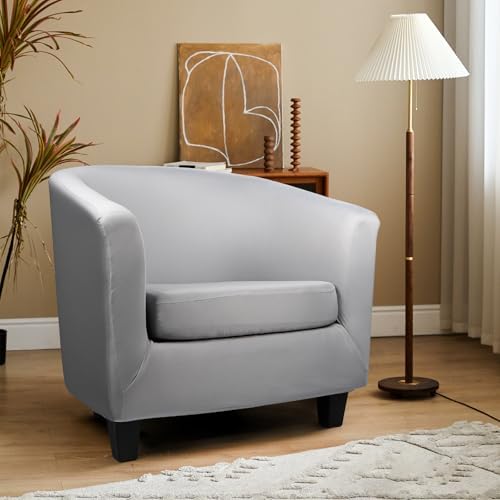 Barrel Chair Covers Slipcover, 2 Piece Tub Club Chair Armchair Slipcover with Chair Cushion Cover, Soft Stretch Stylish Furniture Protector Washable Washable for Living Room Office Hotel
