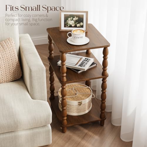 Yoobure Small Side Table - Vintage End Tables Living Room Set of 2, Walnut