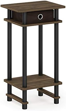 Furinno Turn-N-Tube Tall End Table, Columbia Walnut/Black/Dark Brown