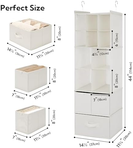 GRANNY SAYS Hanging Closet Organizer with 3 Drawers & 10 Cubicles, Beige