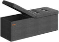 SONGMICS 43.3 Inches Storage Ottoman, Foldable Bench with Flipping Lid