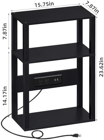 YUFAM 3-Tier Narrow Bedside Table Set 2 for Small Spaces, Skinny Nightstand