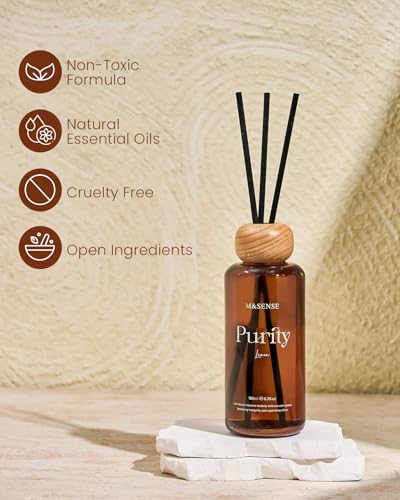 M&SENSE Reed Diffuser Set, Linen, 6.3 oz Natural Essential Oil