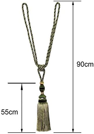 2Pcs Tassel Curtain Tiebacks Drapery Curtain Holdbacks-Green