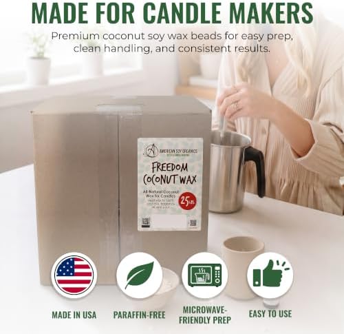 American Soy Organics Freedom Coconut Soy Wax Beads, Candle Wax, 25 lbs
