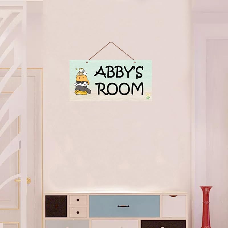 Personalized Signs Funny Cats Signs Cute Animal Sign For Boys Girls Bedroom Custom Name Sign Kids Room Baby Room Door Wall Decor for Pet Room Kitty Litter Cat house